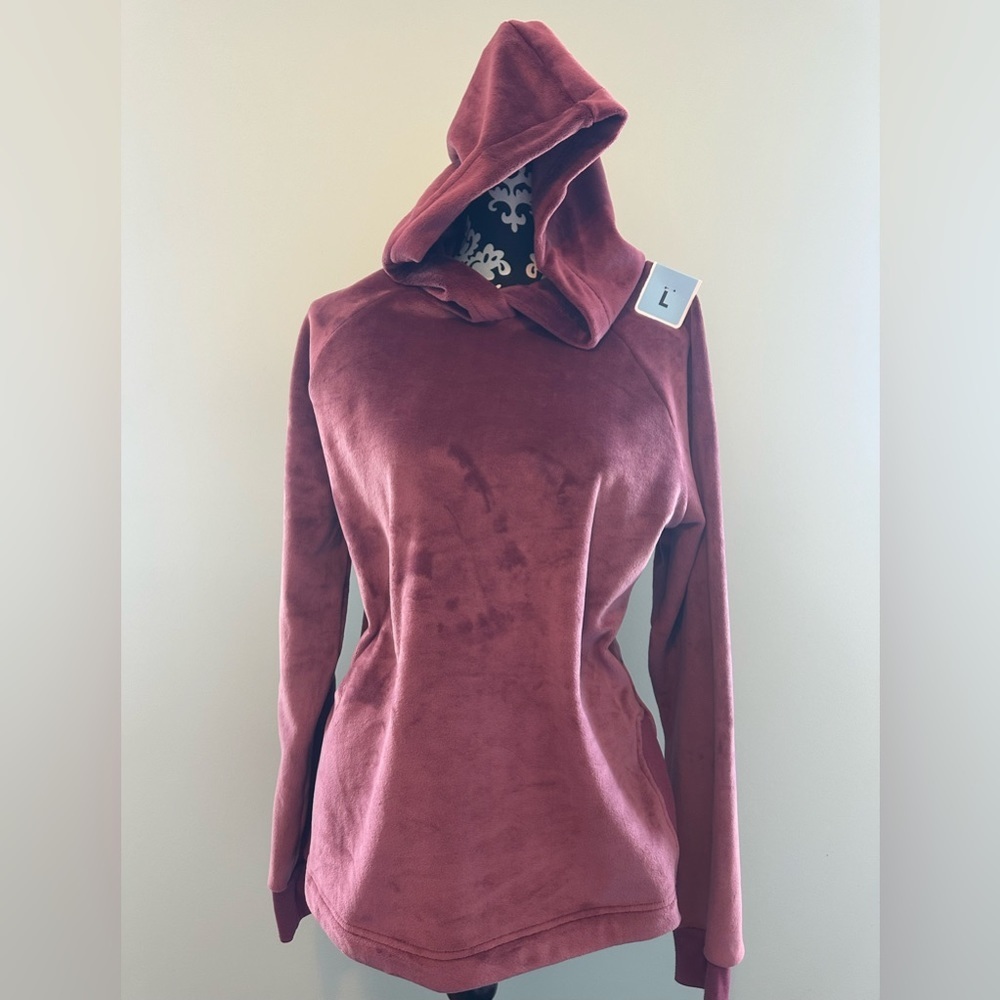 So soft Velour Plum colored Hoodie Large